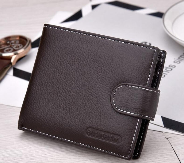 Premium Genuine Leather Men's Wallet – Slim Short Bifold Wallet for Men, Compact Design
