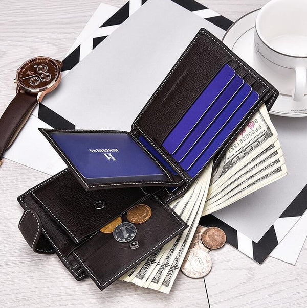 Premium Genuine Leather Men's Wallet – Slim Short Bifold Wallet for Men, Compact Design