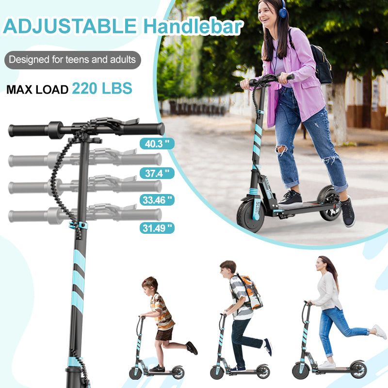 Electric scooter with adjustable handlebar heights and 220 lbs max load capacity by BaBa Shee