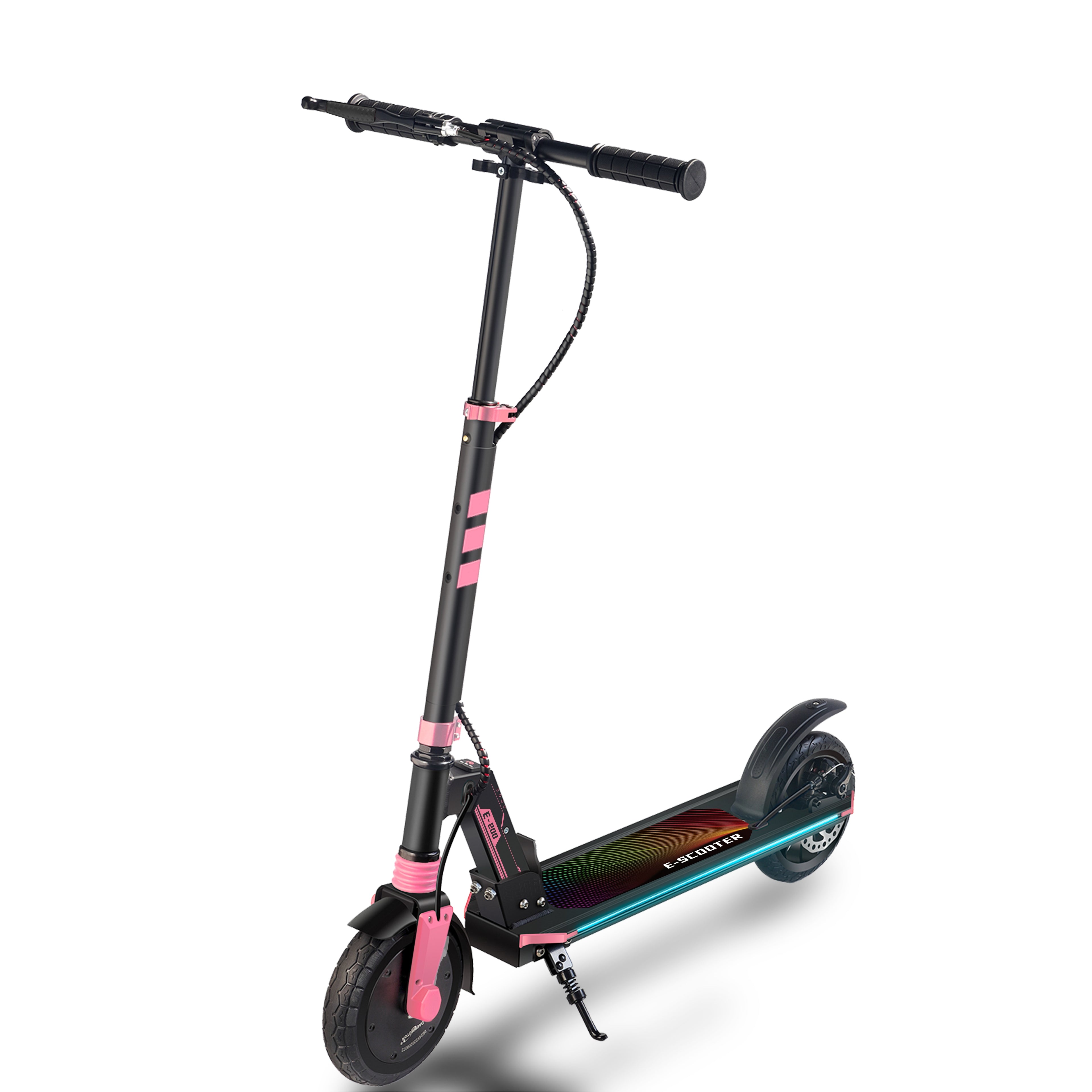 Black and pink kids electric scooter on a white background by BaBa Shee
