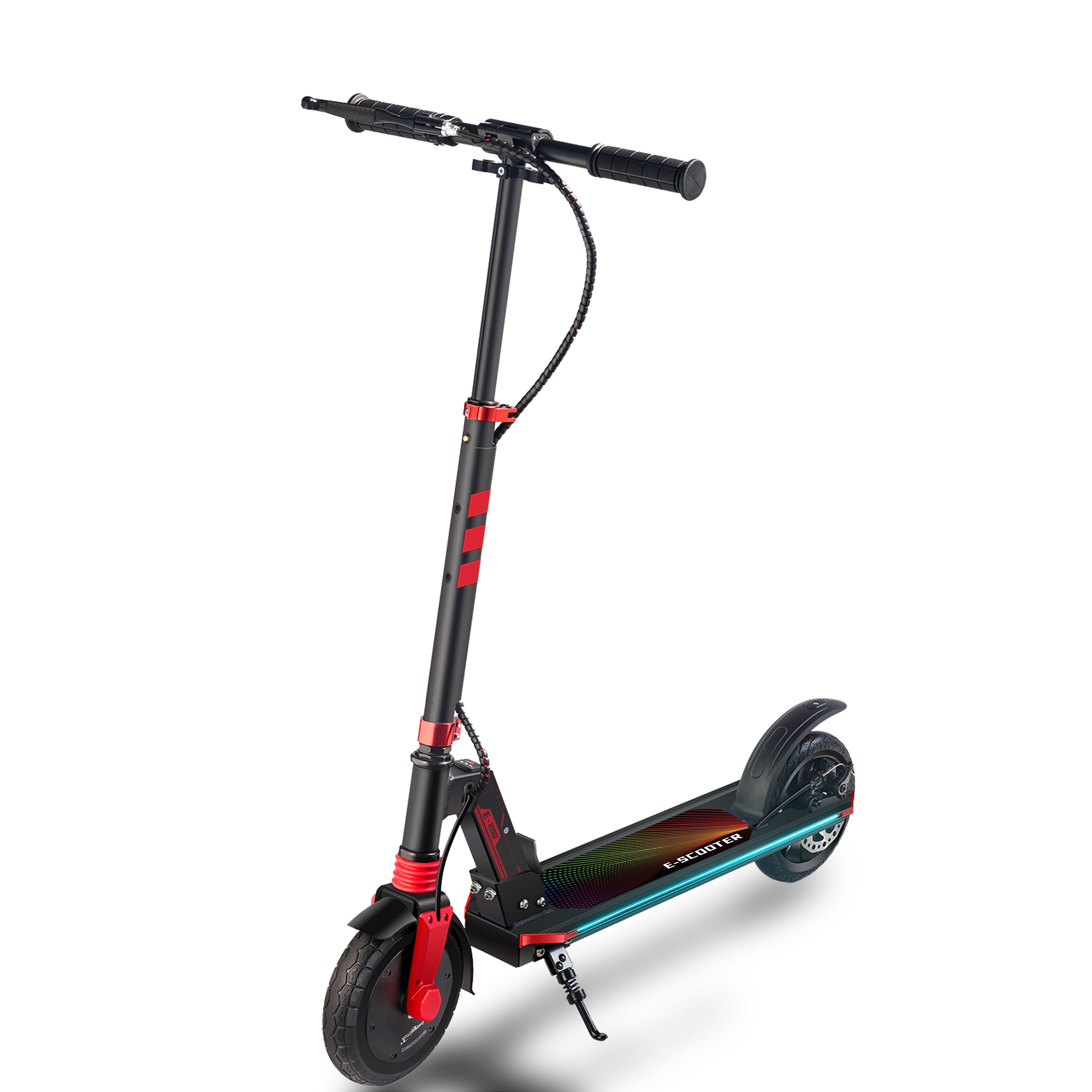 Black and red kids electric scooter on a white background by BaBa Shee