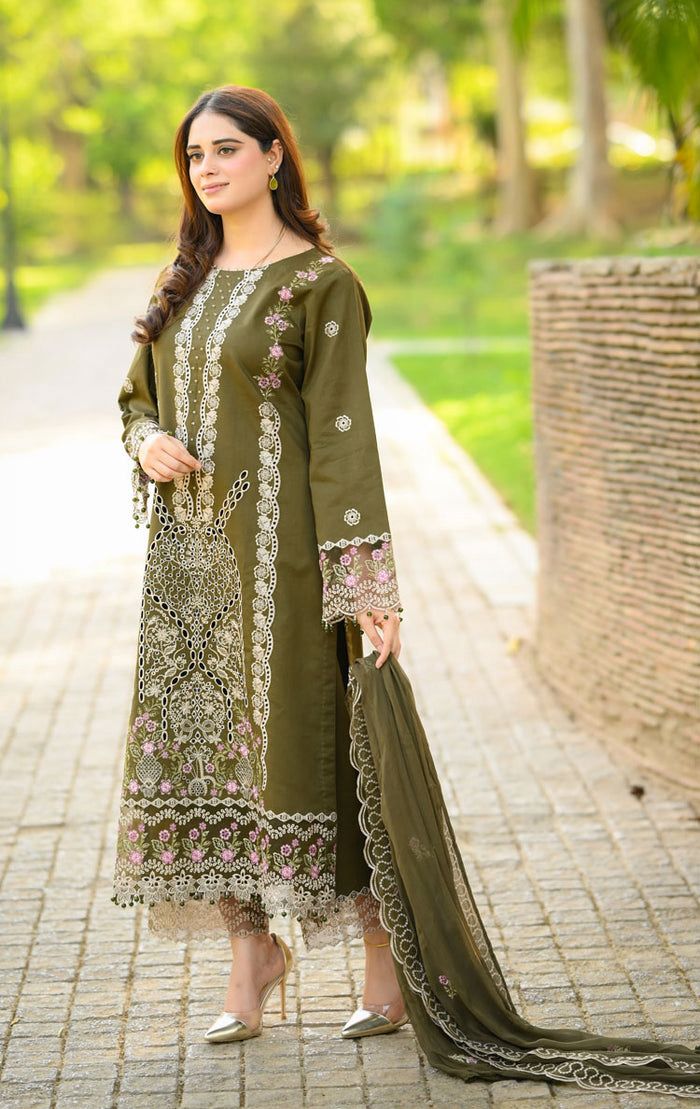 Libaas 2629 | Premium Chikankari Embroidered Airjet Lawn Suit with Chiffon Dupatta - BaBa Shee