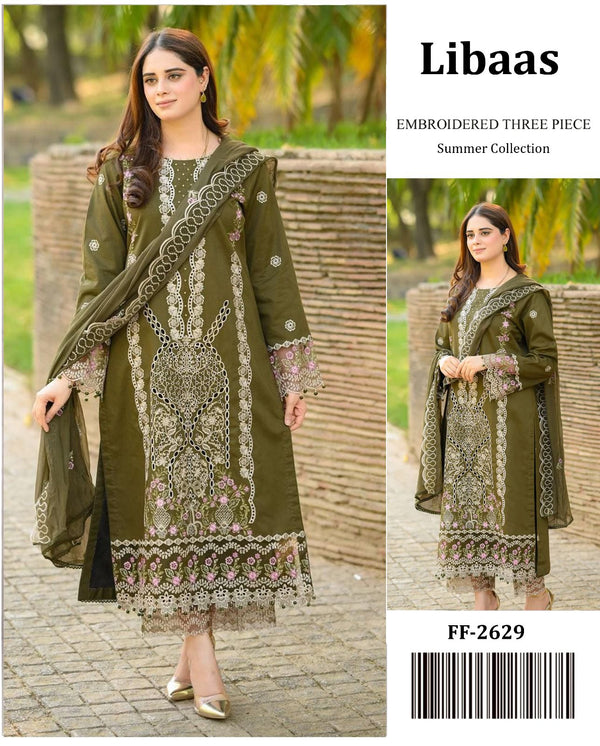 Libaas 2629 | Premium Chikankari Embroidered Airjet Lawn Suit with Chiffon Dupatta