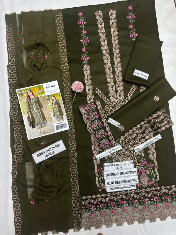 Libaas 2629 | Premium Chikankari Embroidered Airjet Lawn Suit with Chiffon Dupatta