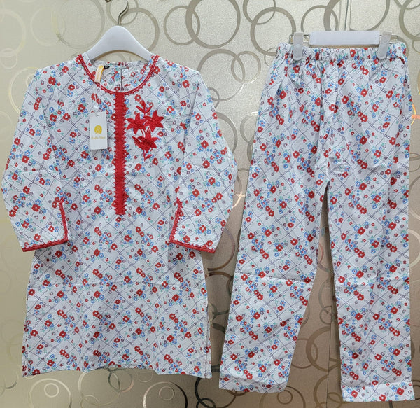 Long sleeve Cotton Lawn Kurta Capri