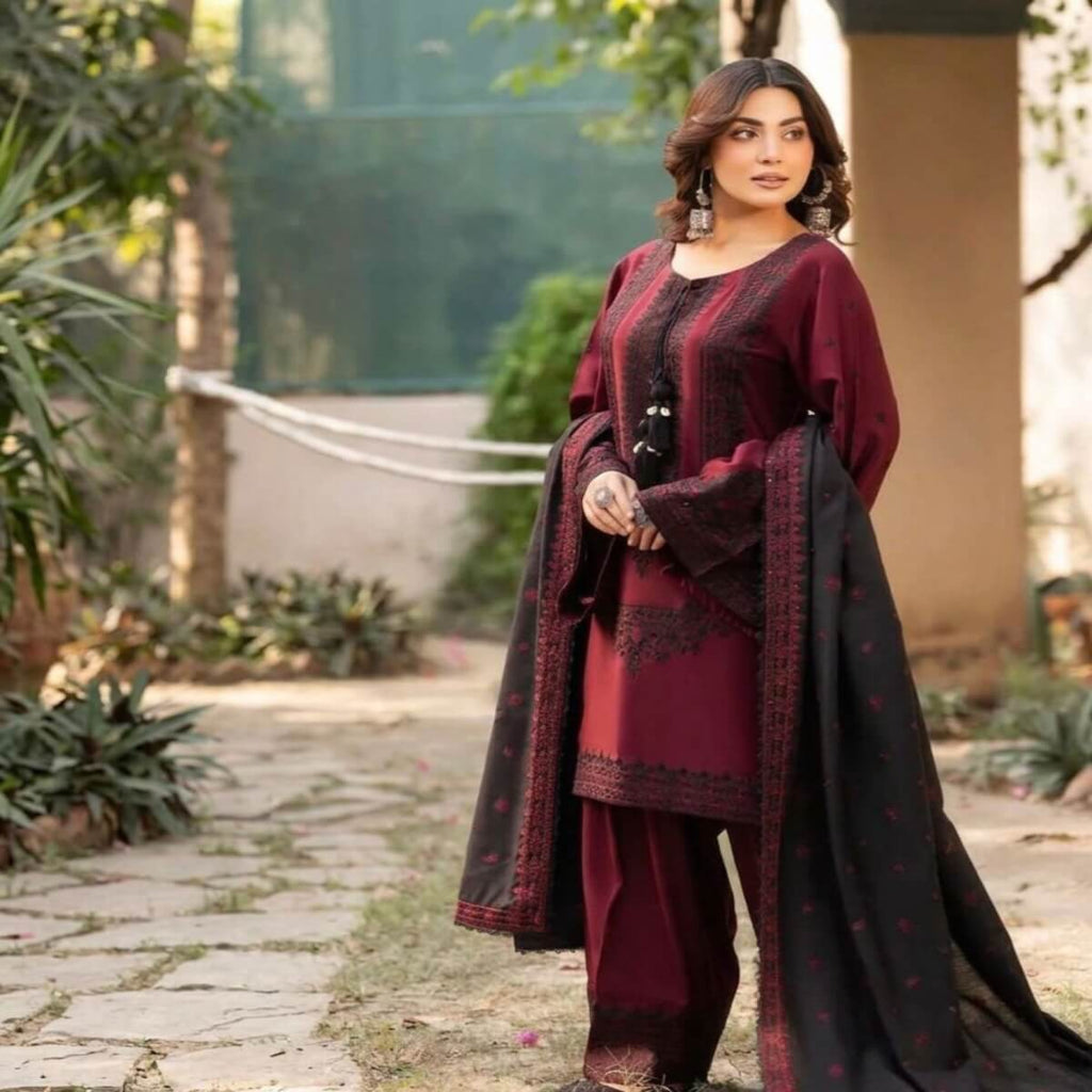 BaBa Shee Luxury Embroidered Airjet Lawn 3-Piece Suit With Chiffon Dupatta – MUSHQ (Summer Collection)