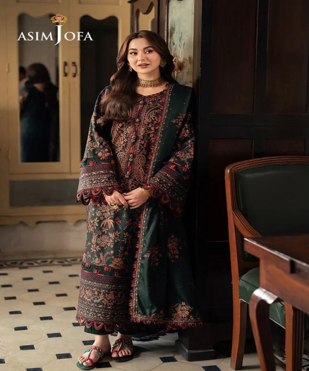 BaBa Shee Luxury Heavy Embroidered Lawn 3-Piece Suit With Chiffon Dupatta – ASIM JOFA Edition