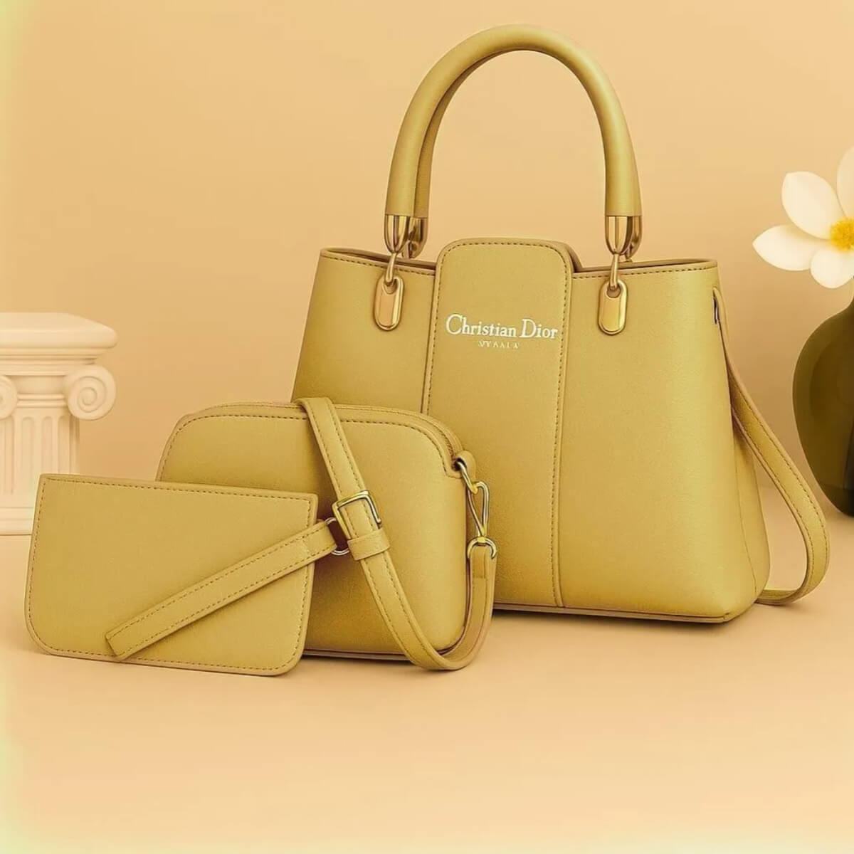 Premium 3-Piece Women's Handbag Set - Stylish Top-Handle Shoulder Bag with Crossbody Pouch & Wallet