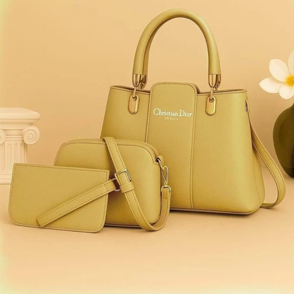 Premium 3-Piece Women's Handbag Set - Stylish Top-Handle Shoulder Bag with Crossbody Pouch & Wallet