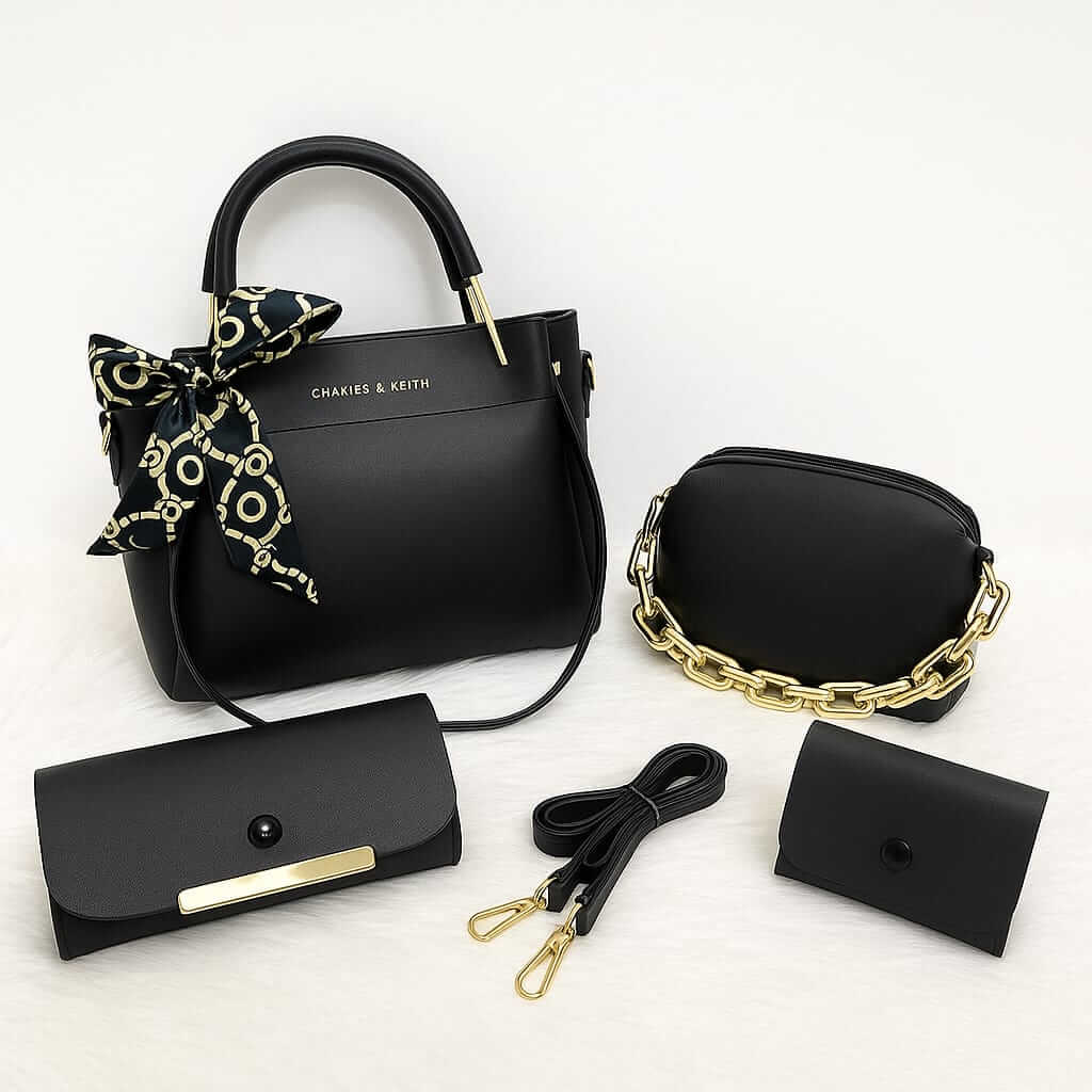 Elegant 4pc Ladies Bag Combo Set | High-Quality Soft Material Fashion Tote & Matching Wallets