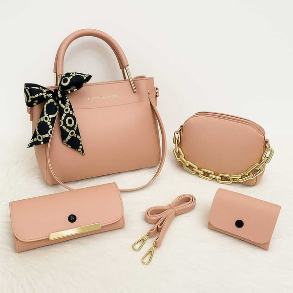 Elegant 4pc Ladies Bag Combo Set | High-Quality Soft Material Fashion Tote & Matching Wallets