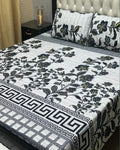 Premium Crystal Cotton Double Bedsheet Set with 2 Pillow Covers (3-Piece) - Elegant Floral Printed Design