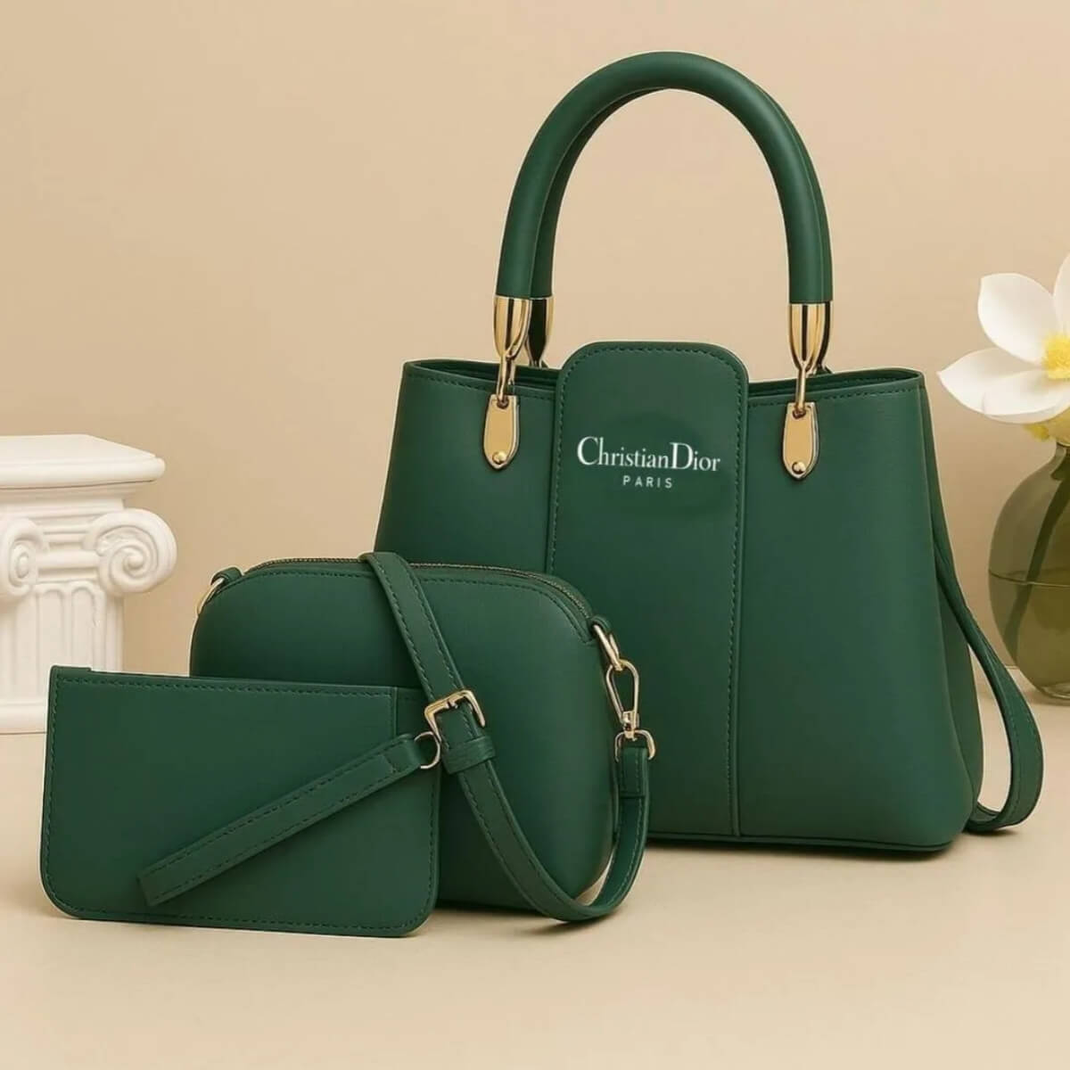 Premium 3-Piece Women's Handbag Set - Stylish Top-Handle Shoulder Bag with Crossbody Pouch & Wallet