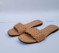 Women's Elegant Brown Braided Flat And Slider Sandals | BaBa Shee