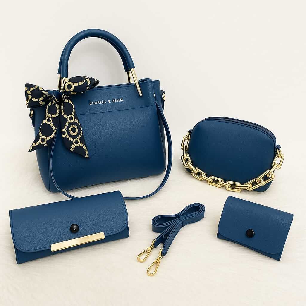 Elegant 4pc Ladies Bag Combo Set | High-Quality Soft Material Fashion Tote & Matching Wallets