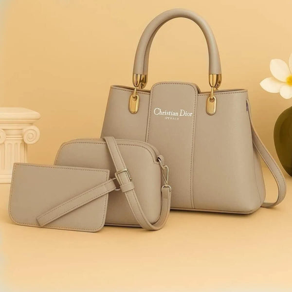 Premium 3-Piece Women's Handbag Set - Stylish Top-Handle Shoulder Bag with Crossbody Pouch & Wallet